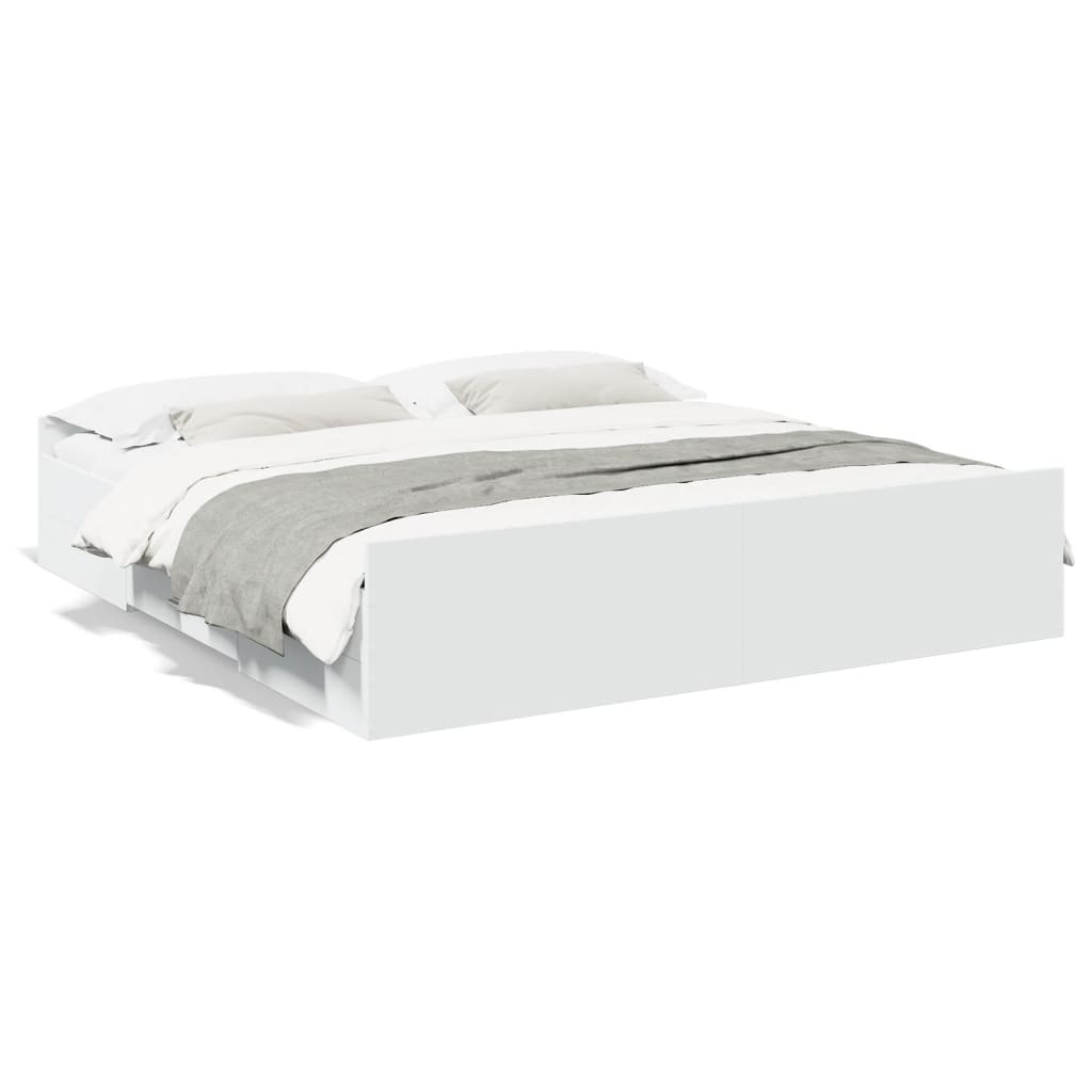 Giroletto con Cassetti Bianco 200x200 cm in Legno Multistrato | homemem39