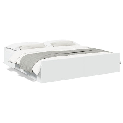 Giroletto con Cassetti Bianco 200x200 cm in Legno Multistrato | homemem39