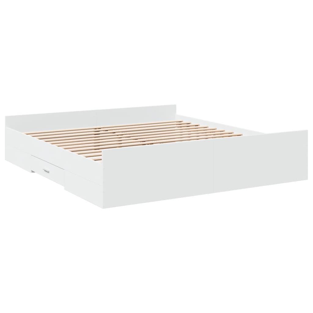 Giroletto con Cassetti Bianco 200x200 cm in Legno Multistrato | homemem39