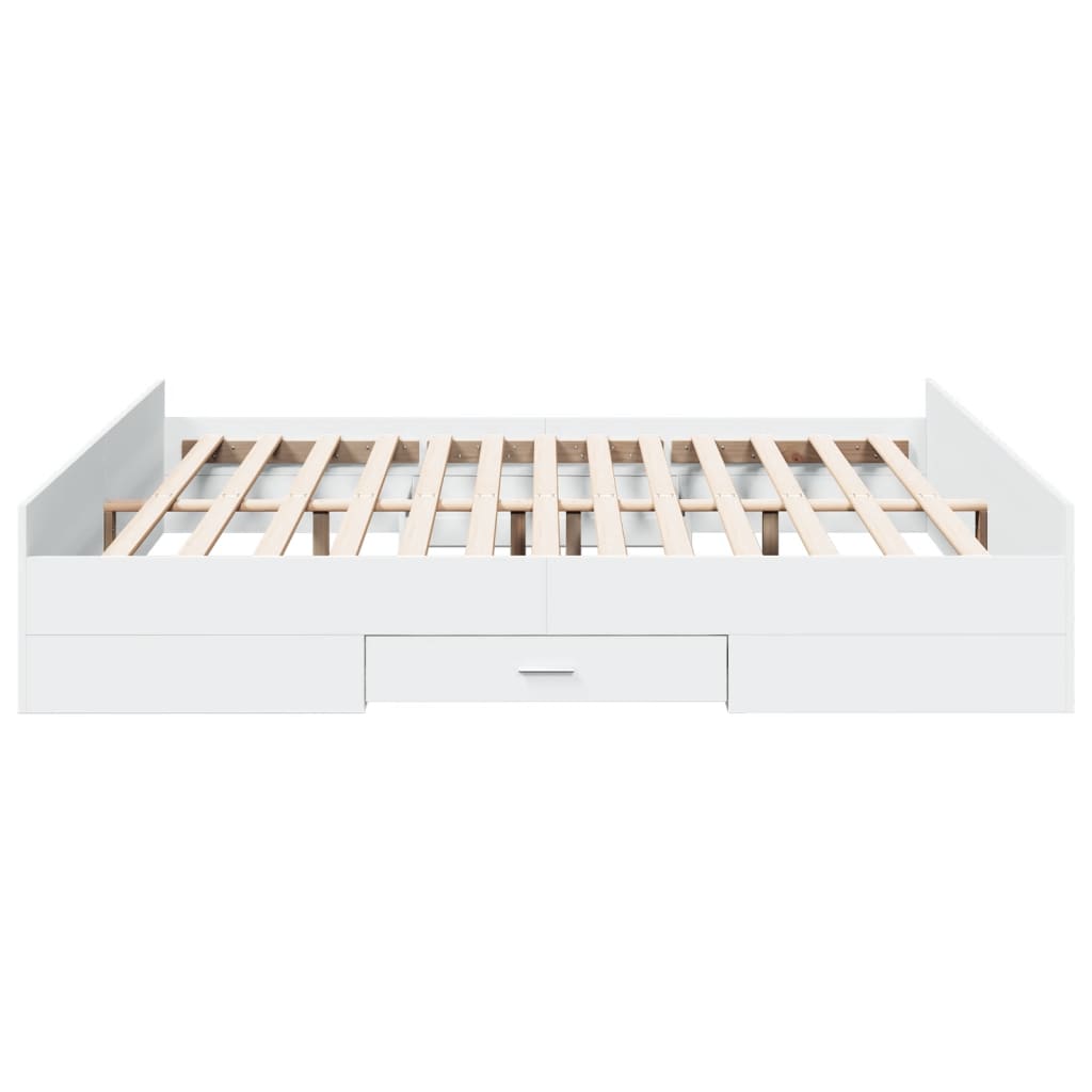 Giroletto con Cassetti Bianco 200x200 cm in Legno Multistrato | homemem39