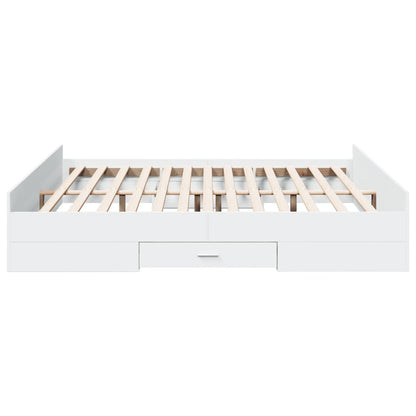Giroletto con Cassetti Bianco 200x200 cm in Legno Multistrato | homemem39