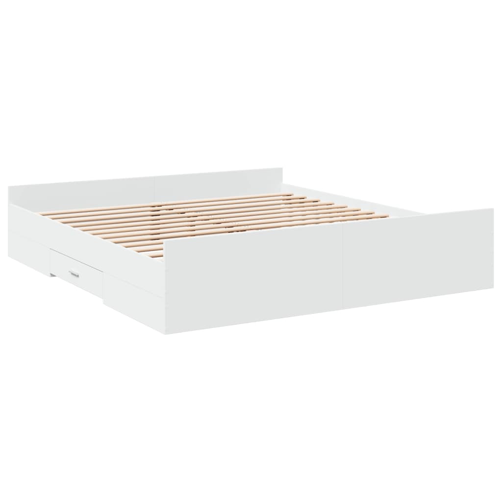 Giroletto con Cassetti Bianco 200x200 cm in Legno Multistrato | homemem39
