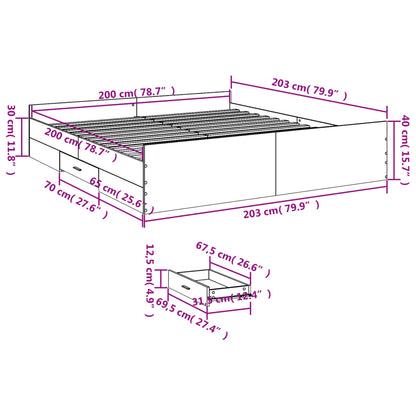 Giroletto con Cassetti Bianco 200x200 cm in Legno Multistrato | homemem39