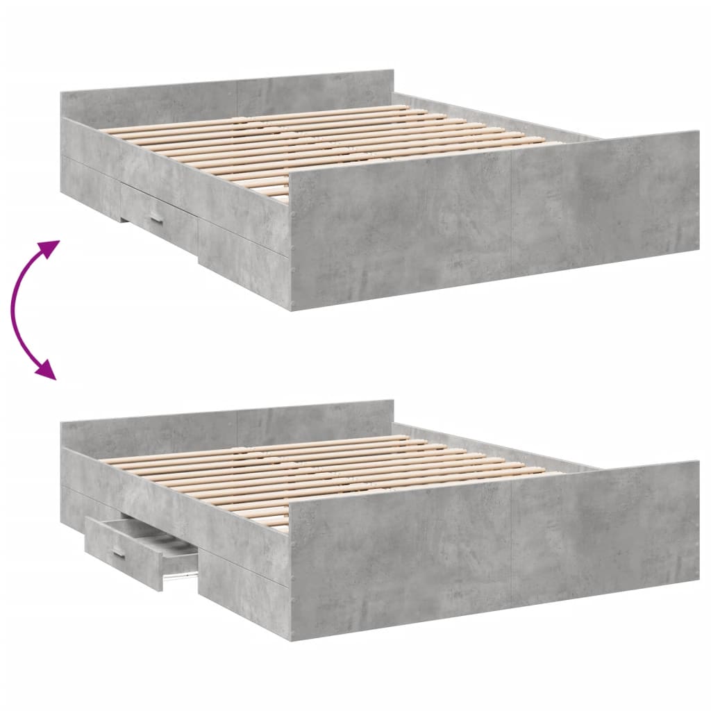 Giroletto Cassetti Grigio Cemento 150x200 cm Legno Multistrato - homemem39