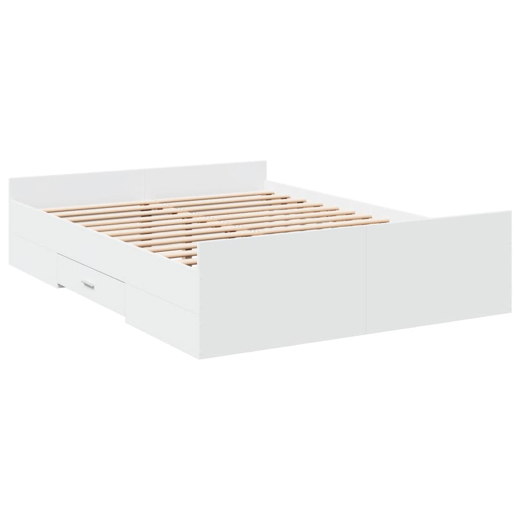 Giroletto con Cassetti Bianco 140x190 cm in Legno Multistrato | homemem39