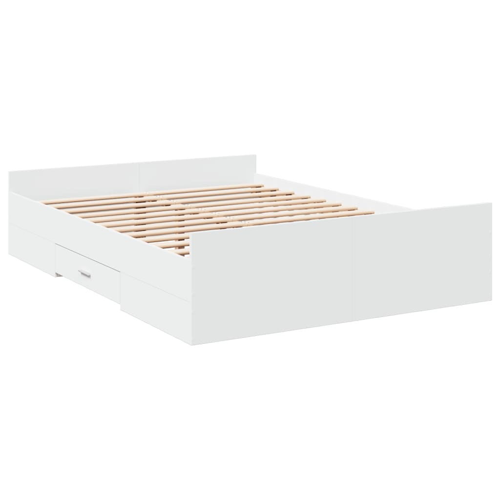 Giroletto con Cassetti Bianco 140x190 cm in Legno Multistrato | homemem39