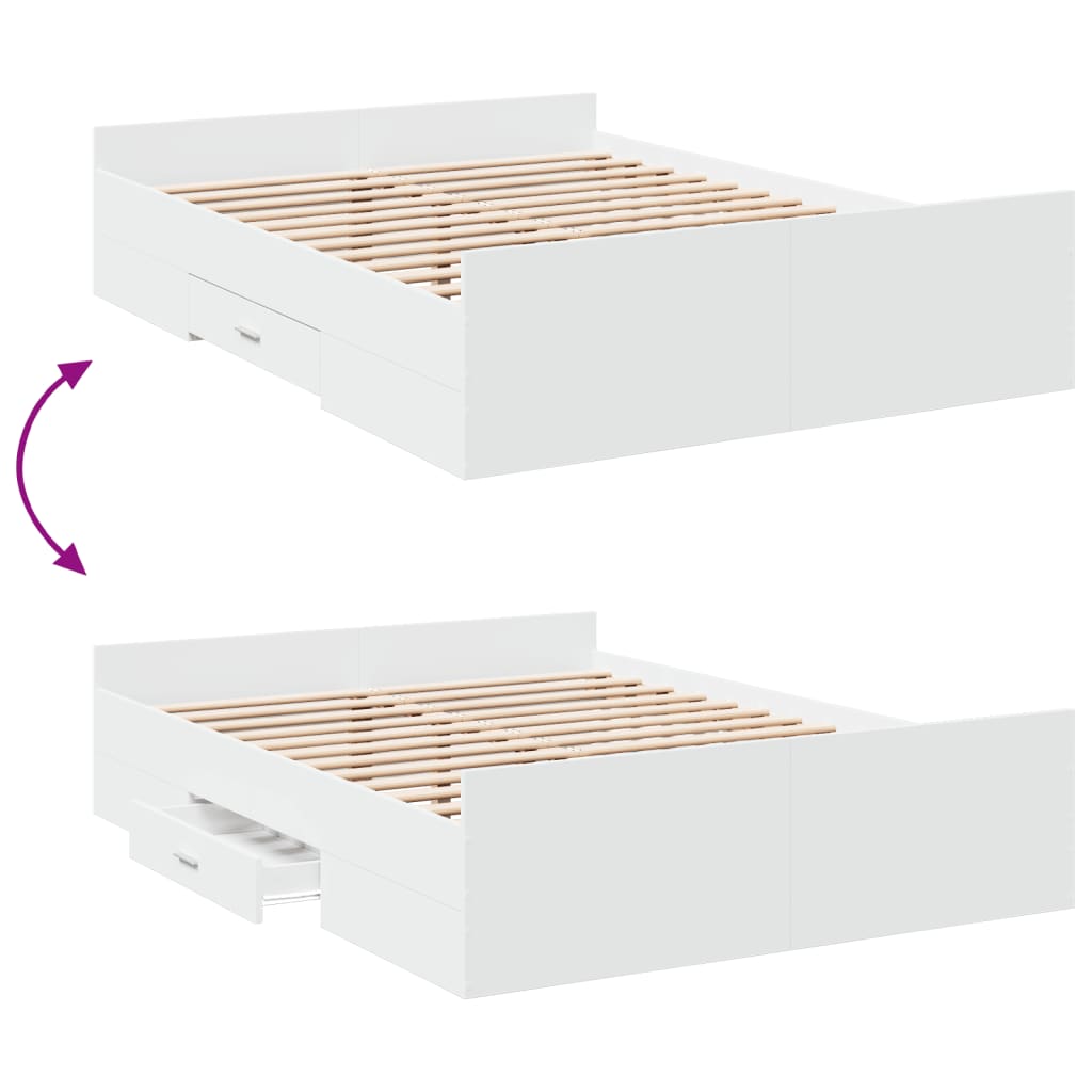 Giroletto con Cassetti Bianco 140x190 cm in Legno Multistrato | homemem39