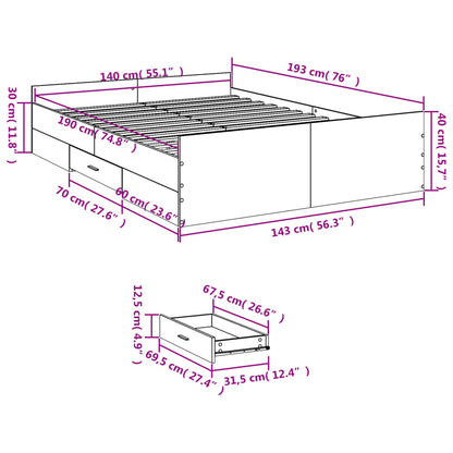 Giroletto con Cassetti Bianco 140x190 cm in Legno Multistrato | homemem39