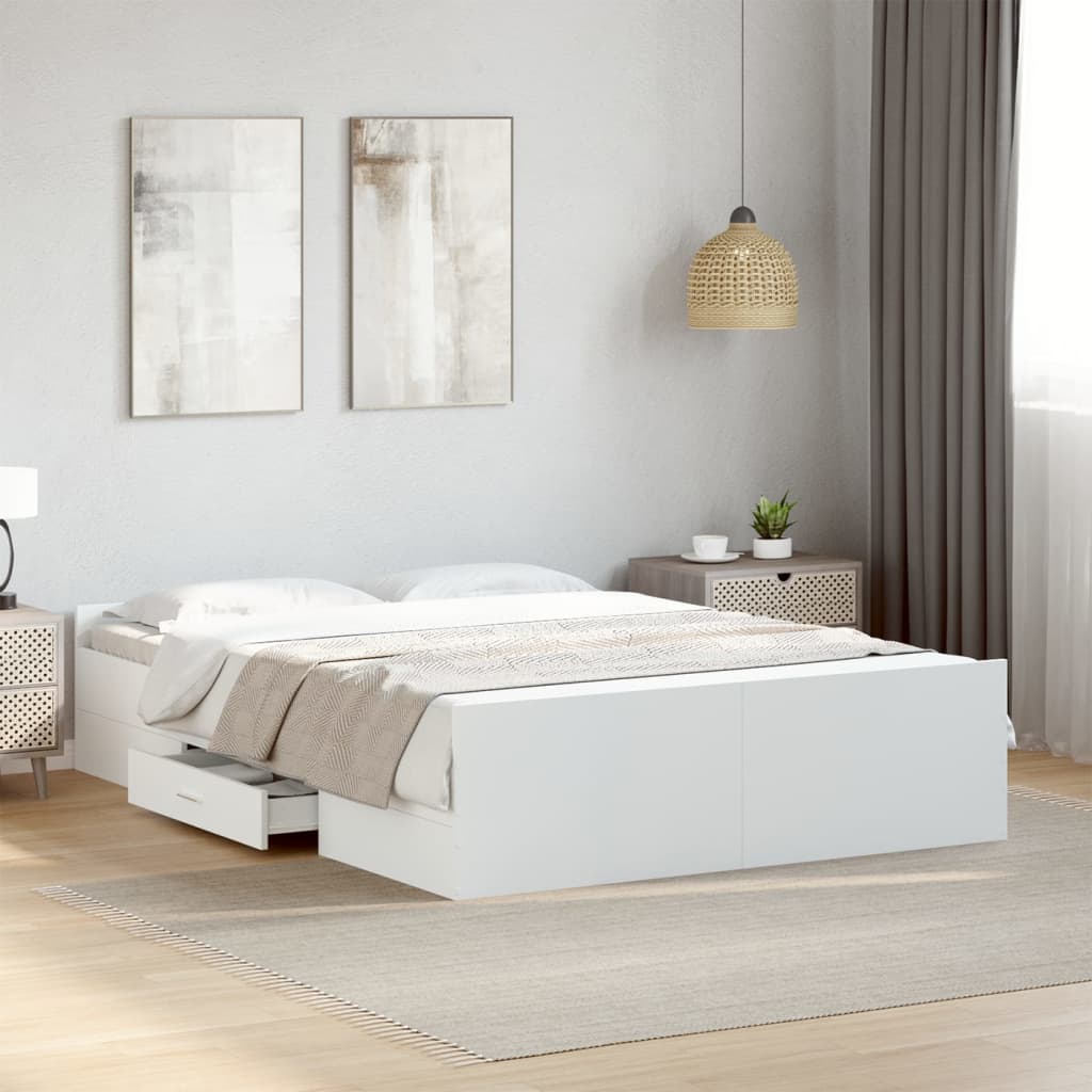 Giroletto con Cassetti Bianco 140x190 cm in Legno Multistrato | homemem39