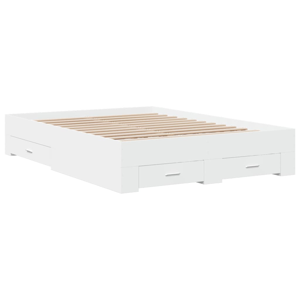 Giroletto con Cassetti Bianco 120x200 cm in Legno Multistrato | homemem39