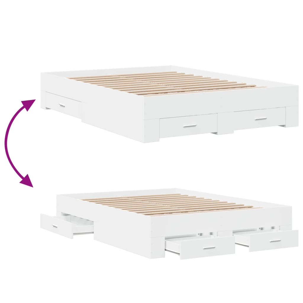 Giroletto con Cassetti Bianco 120x200 cm in Legno Multistrato | homemem39