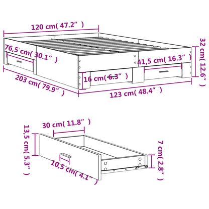 Giroletto con Cassetti Bianco 120x200 cm in Legno Multistrato | homemem39