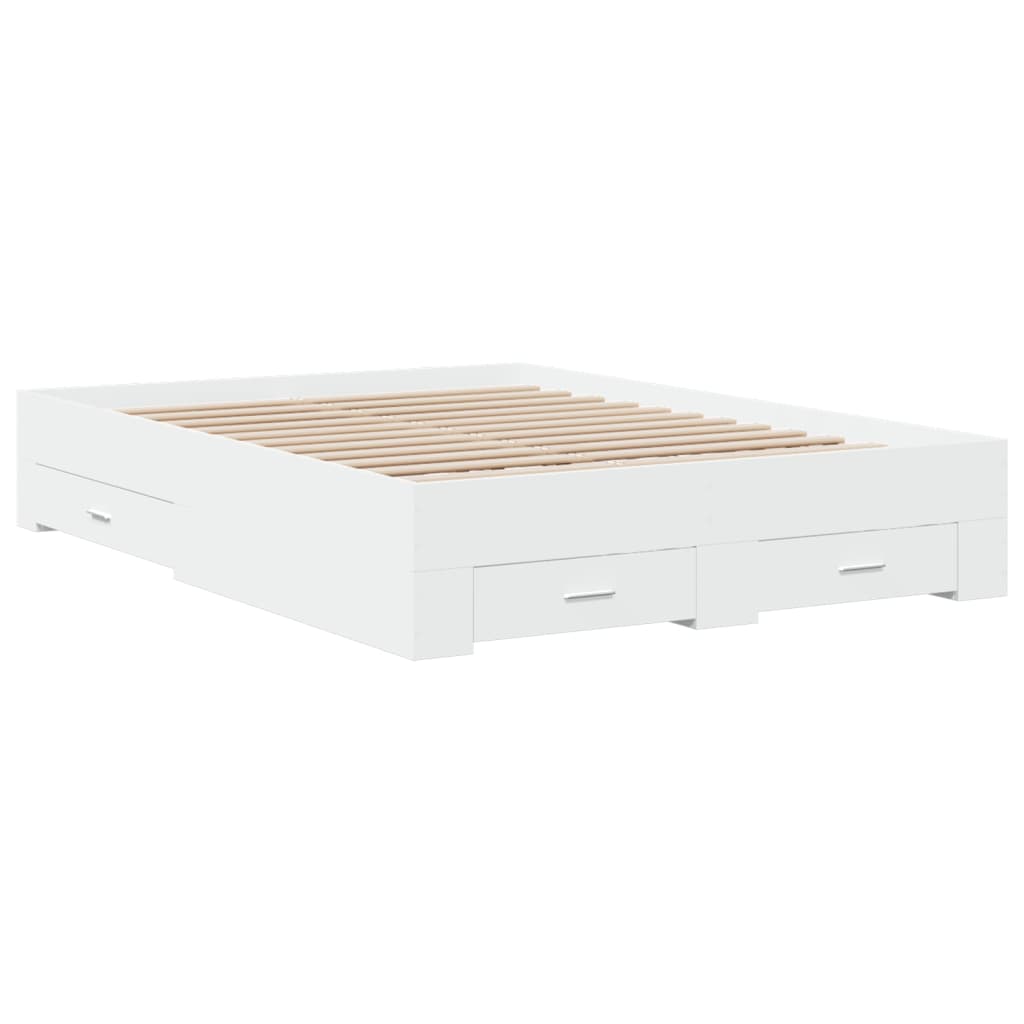 Giroletto con Cassetti Bianco 140x190 cm in Legno Multistrato - homemem39