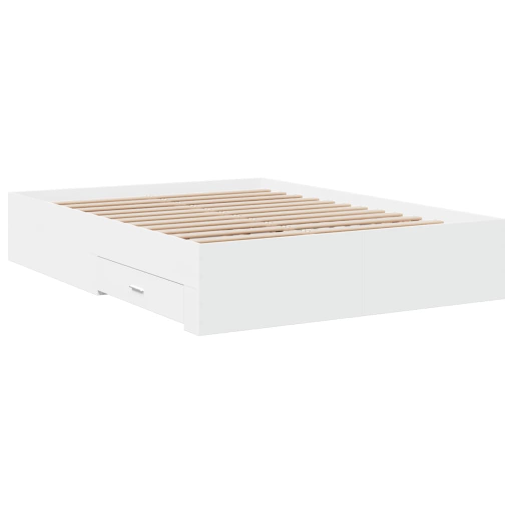 Giroletto con Cassetti Bianco 140x190 cm in Legno Multistrato - homemem39
