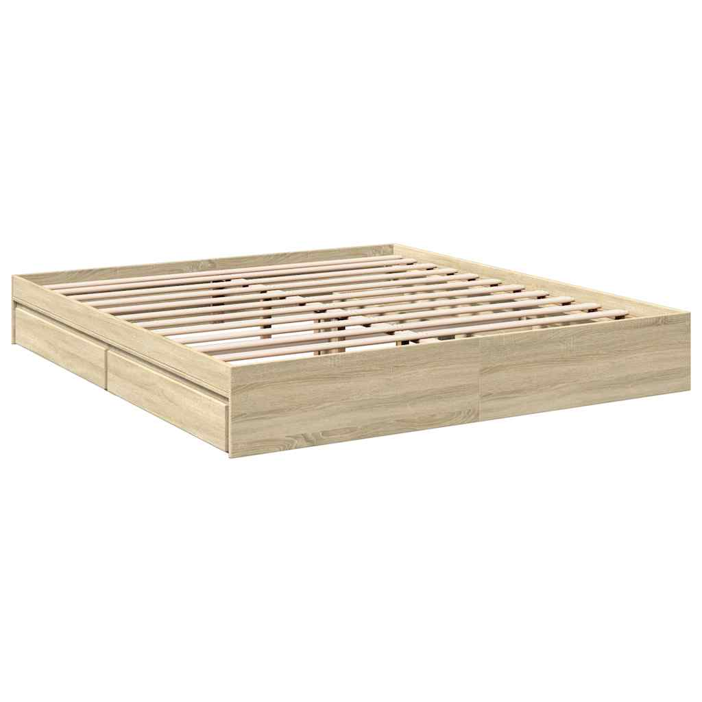 Giroletto Cassetti Rovere Sonoma 200x200 cm Legno Multistrato