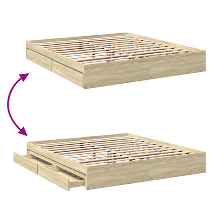 Giroletto Cassetti Rovere Sonoma 200x200 cm Legno Multistrato