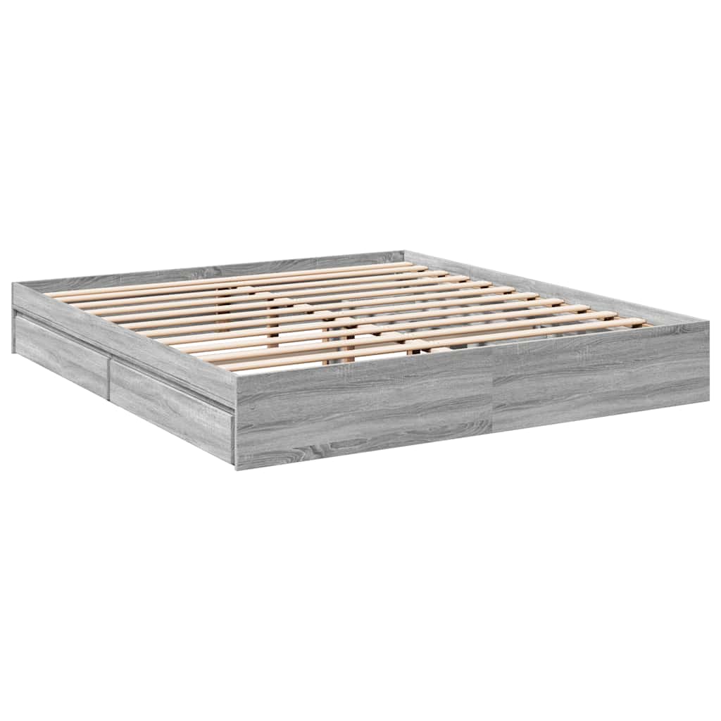 Giroletto Cassetti Grigio Sonoma 200x200 cm Legno Multistrato