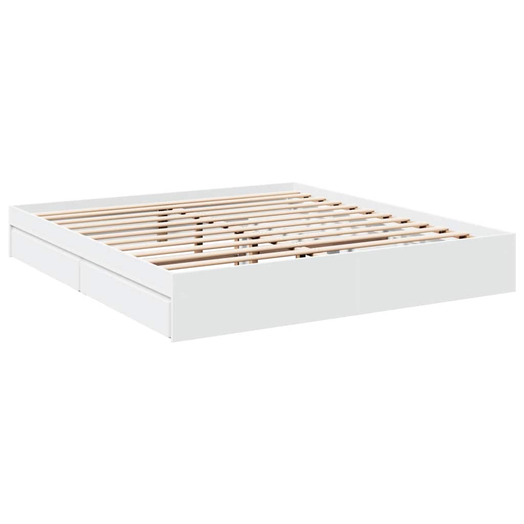Giroletto con Cassetti Bianco 180x200 cm in Legno Multistrato