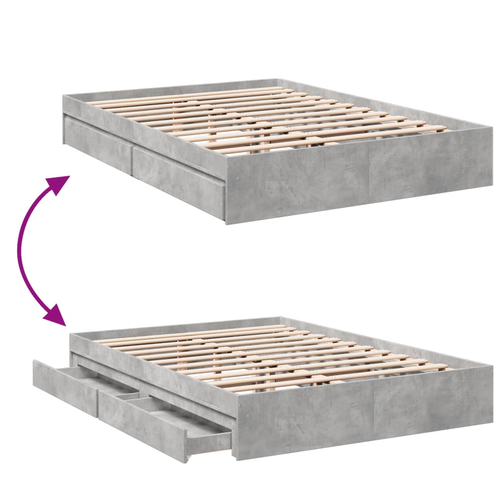 Giroletto Cassetti Grigio Cemento 160x200 cm Legno Multistrato | homemem39