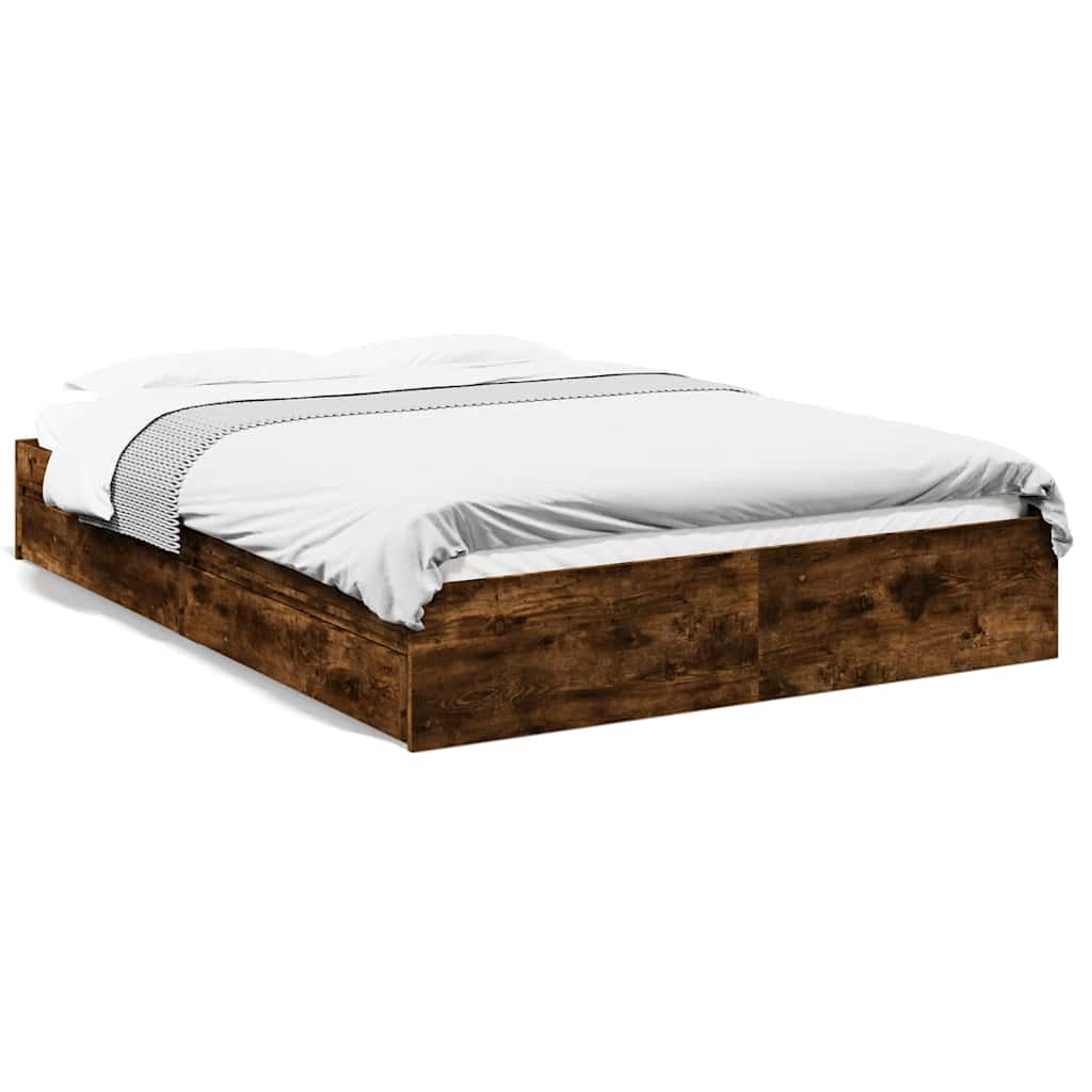 Giroletto con Cassetti Rovere Fumo 160x200 cm Legno Multistrato