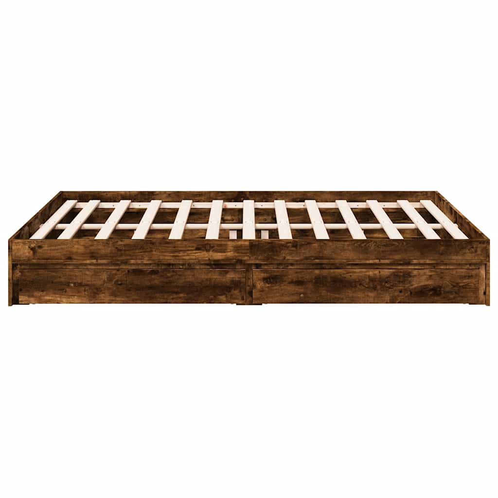 Giroletto con Cassetti Rovere Fumo 160x200 cm Legno Multistrato