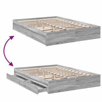 Giroletto Cassetti Grigio Sonoma 160x200 cm Legno Multistrato