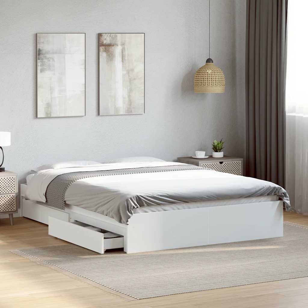 Giroletto con Cassetti Bianco 140x200 cm in Legno Truciolato