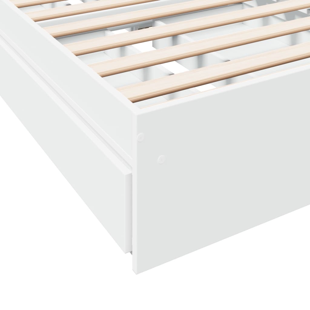 Giroletto con Cassetti Bianco 100x200 cm in Legno Multistrato | homemem39