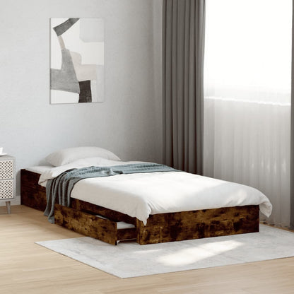 Giroletto con Cassetti Rovere Fumo 100x200 cm Legno Multistrato | homemem39