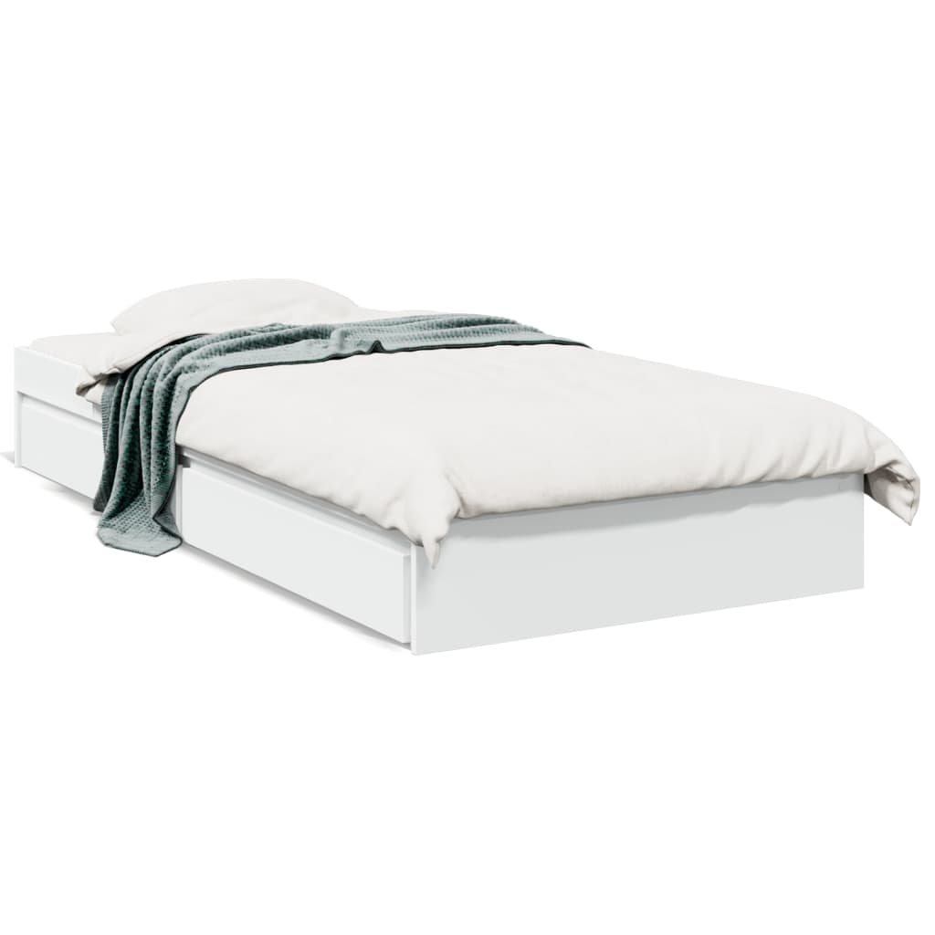 Giroletto con Cassetti Bianco 90x200 cm in Legno Multistrato | homemem39