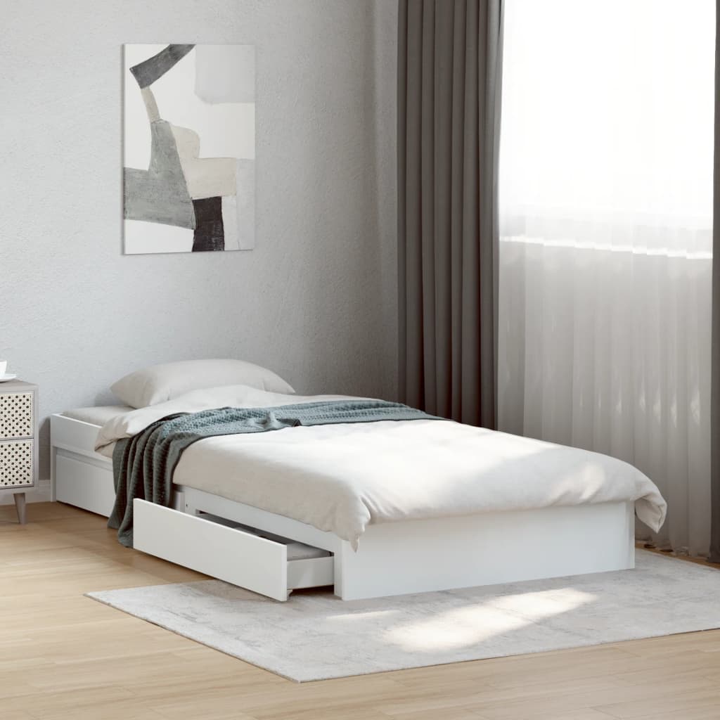 Giroletto con Cassetti Bianco 90x200 cm in Legno Multistrato | homemem39
