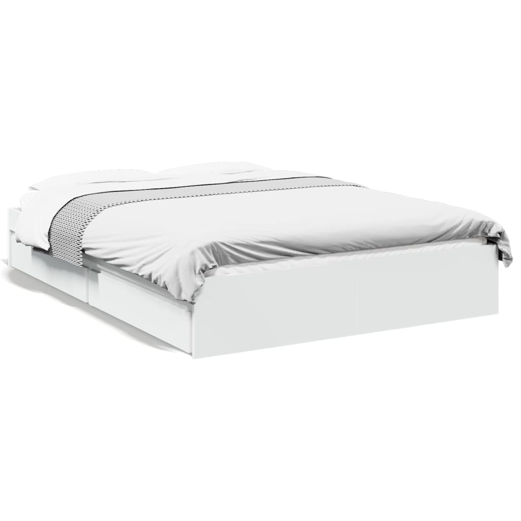 Giroletto con Cassetti Bianco 140x190 cm in Legno Multistrato | homemem39