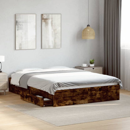 Giroletto con Cassetti Rovere Fumo 135x190 cm Legno Multistrato | homemem39