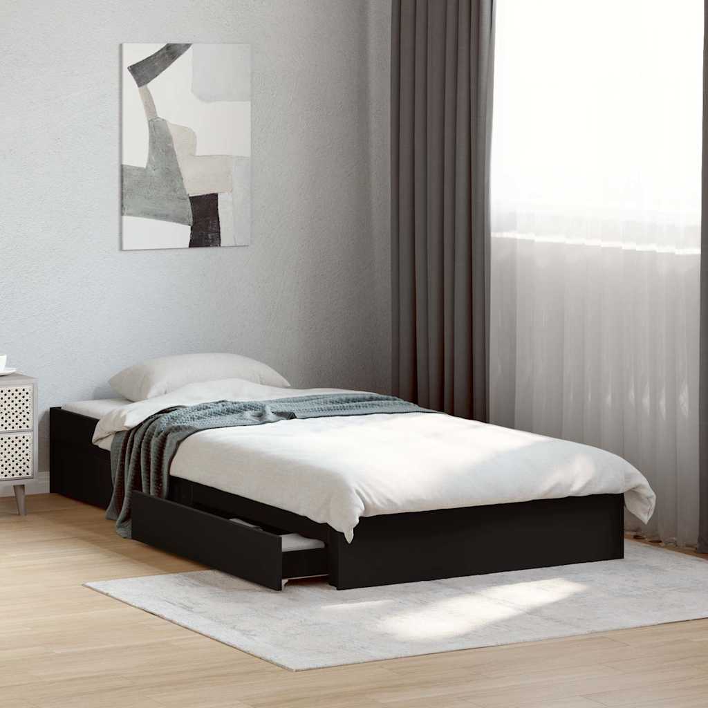 Giroletto con Cassetti Nero 75x190 cm in Legno Multistrato | homemem39