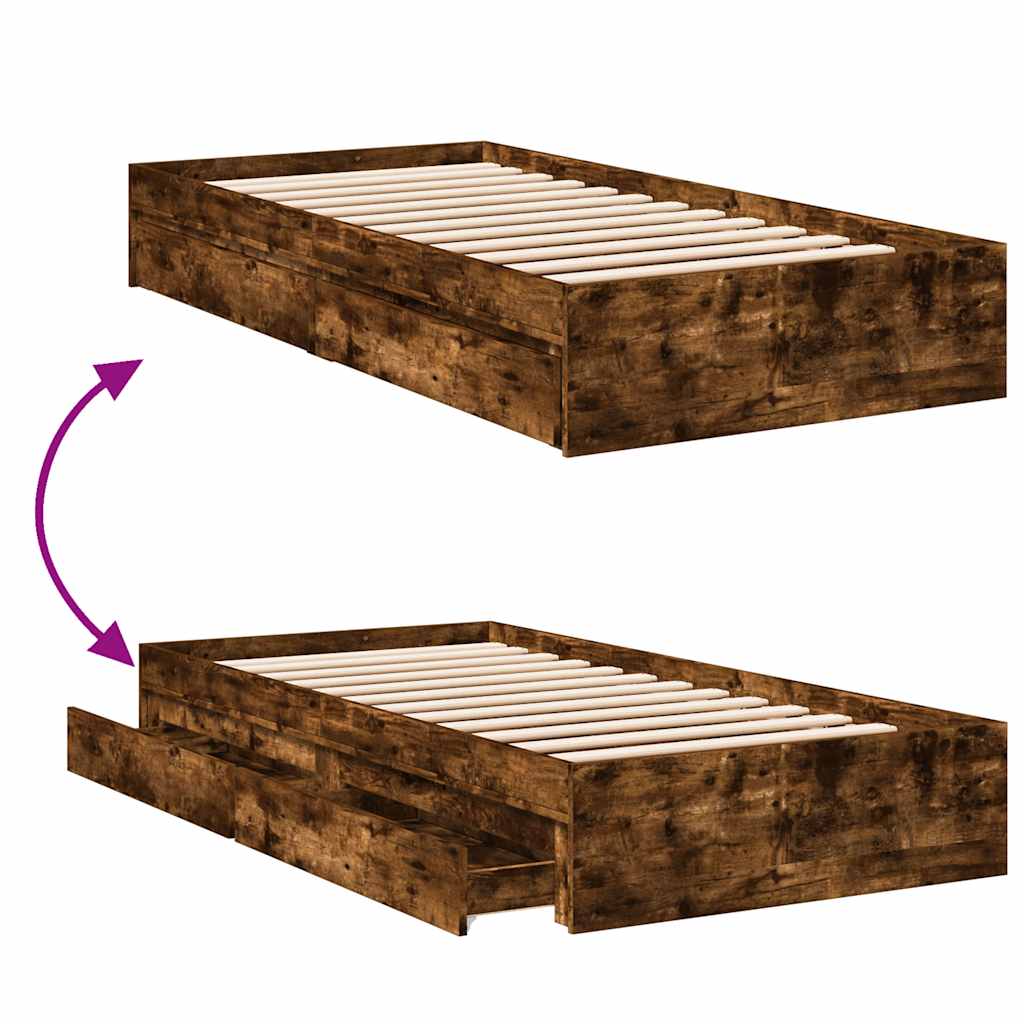 Giroletto con Cassetti Rovere Fumo 75x190 cm Legno Multistrato
