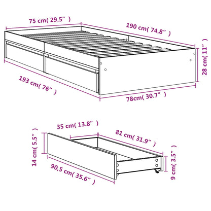 Giroletto Cassetti Rovere Marrone 75x190 cm Legno Multistrato | homemem39