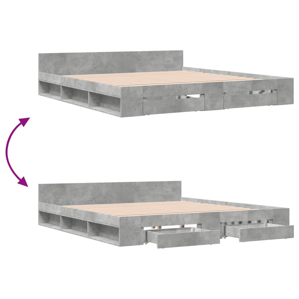 Giroletto Cassetti Grigio Cemento 200x200 cm Legno Multistrato | homemem39