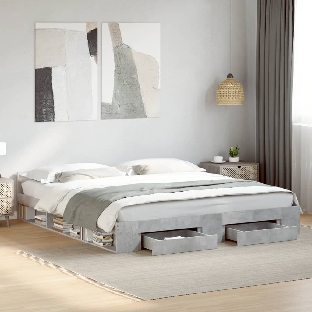 Giroletto Cassetti Grigio Cemento 200x200 cm Legno Multistrato | homemem39