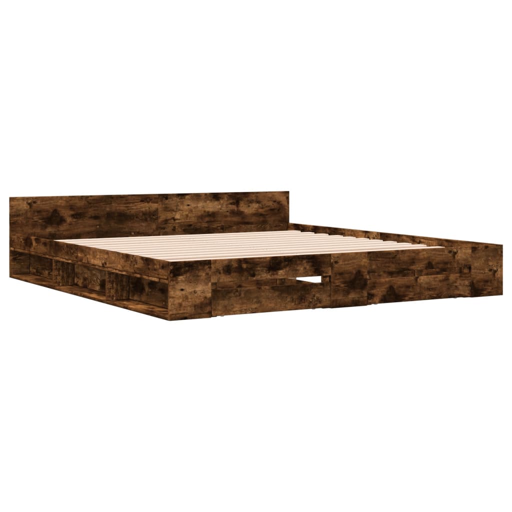 Giroletto con Cassetti Rovere Fumo 200x200 cm Legno Multistrato | homemem39