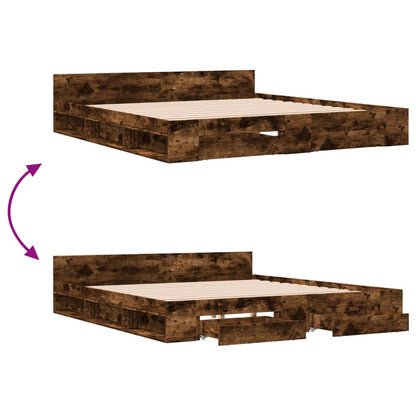 Giroletto con Cassetti Rovere Fumo 200x200 cm Legno Multistrato | homemem39