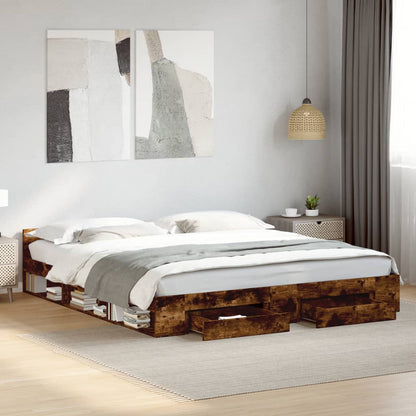 Giroletto con Cassetti Rovere Fumo 200x200 cm Legno Multistrato | homemem39