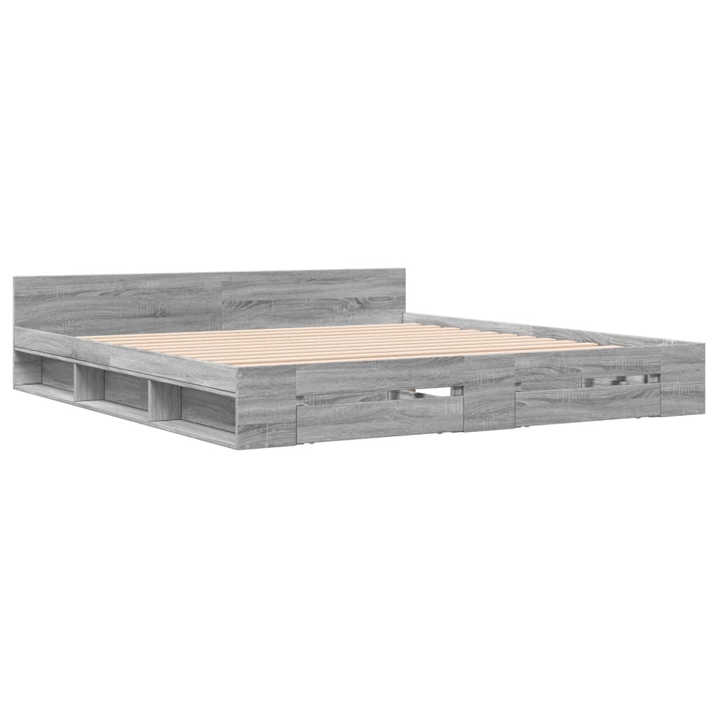 Giroletto Cassetti Grigio Sonoma 200x200 cm Legno Multistrato - homemem39