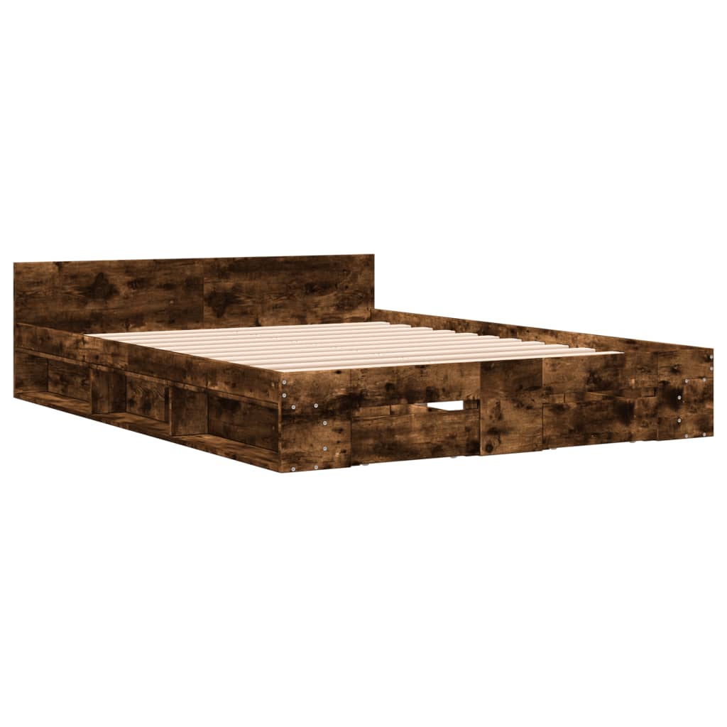 Giroletto con Cassetti Rovere Fumo 160x200 cm Legno Multistrato | homemem39