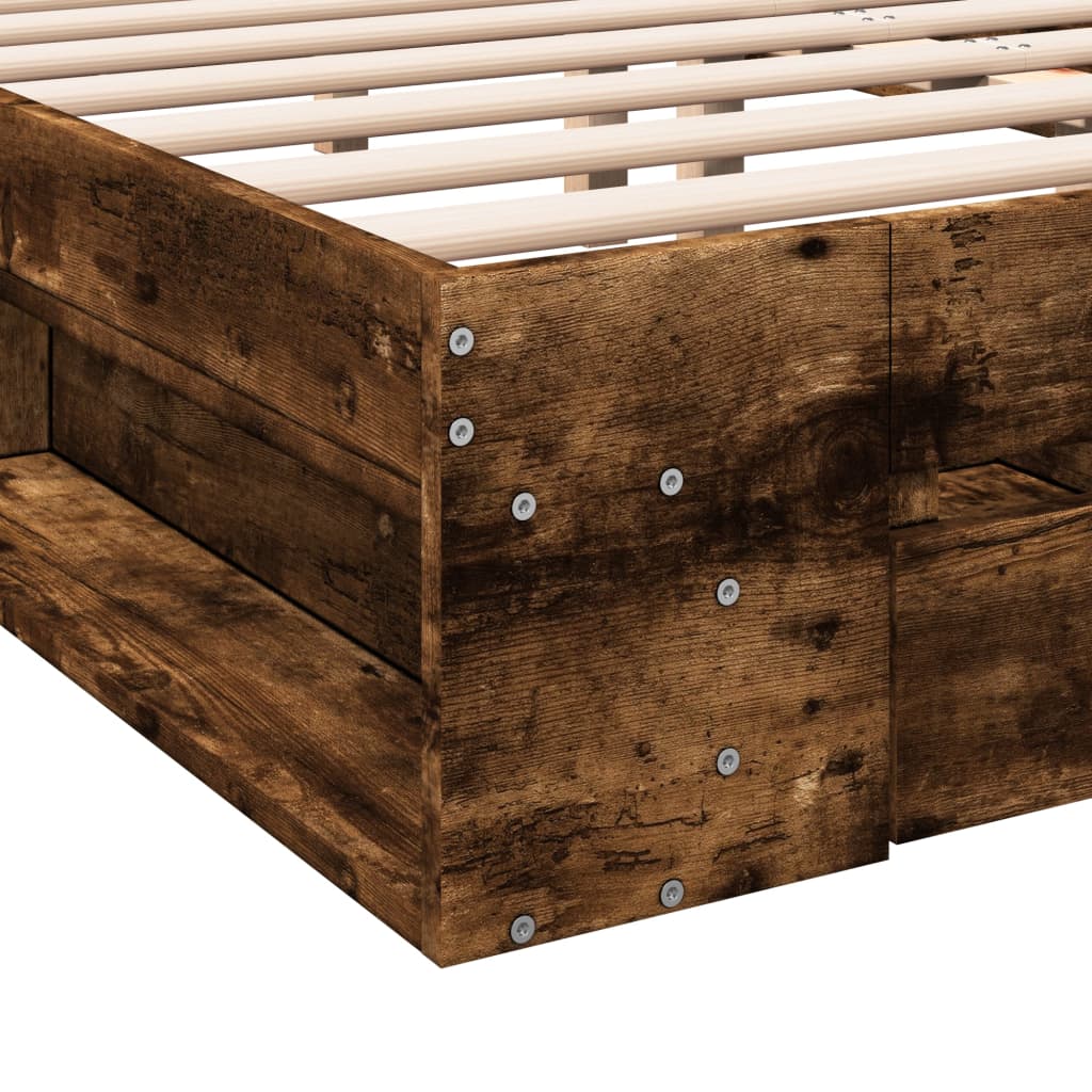 Giroletto con Cassetti Rovere Fumo 160x200 cm Legno Multistrato | homemem39