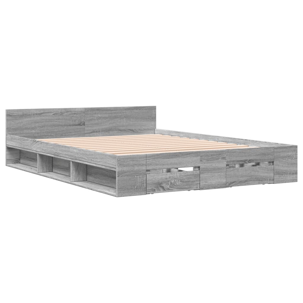 Giroletto Cassetti Grigio Sonoma 140x200 cm Legno Multistrato | homemem39