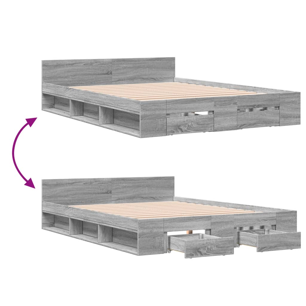 Giroletto Cassetti Grigio Sonoma 140x200 cm Legno Multistrato | homemem39
