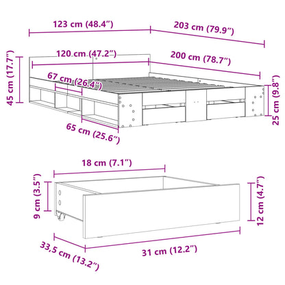 Giroletto Cassetti Rovere Sonoma 120x200 cm Legno Multistrato | homemem39