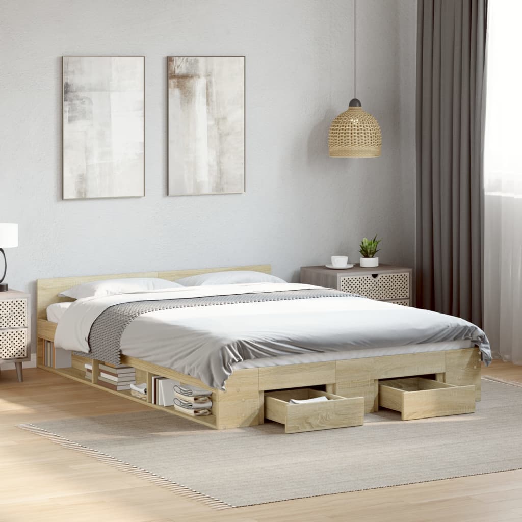 Giroletto Cassetti Rovere Sonoma 120x200 cm Legno Multistrato | homemem39