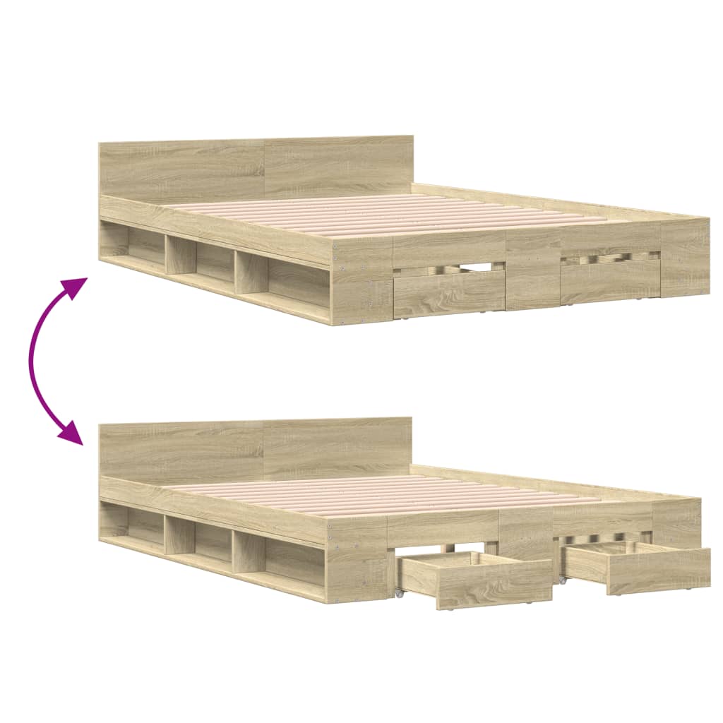 Giroletto Cassetti Rovere Sonoma 140x190 cm Legno Multistrato | homemem39