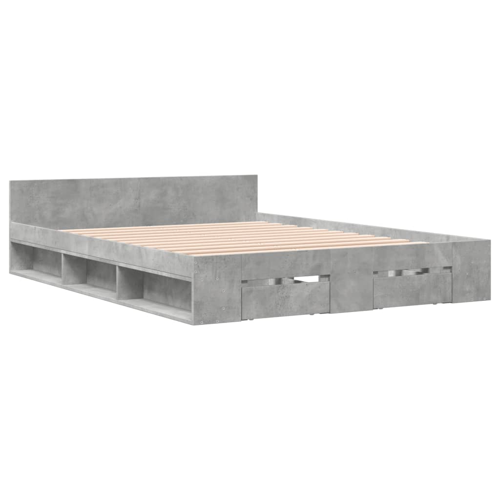 Giroletto Cassetti Grigio Cemento 140x190 cm Legno Multistrato | homemem39